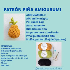 Patrón Piña Amigurumi: Guía completa con abreviaturas, materiales y paso a paso