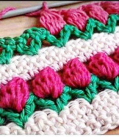 Patrón Punto Tulipanes: Guía de símbolos y filas para diseño floral en crochet