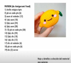 Patrones de Amigurumi Comida: Limón, Donut, Pájaro y Aguacate