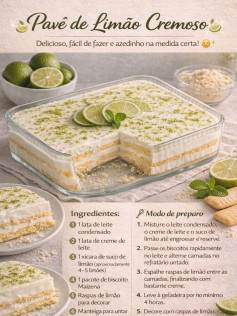 Pavê de Limão Cremoso com Biscoito Maizena: Sobremesa Gelada, Fácil e Azedinha