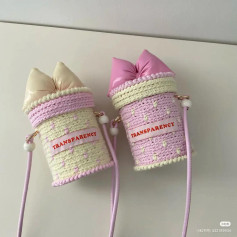 Pink and Cream Crochet Bucket Bag with Bow Pattern Tutorial