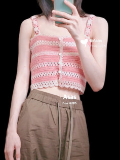 Pink and White Striped Crochet Crop Top Pattern Chart