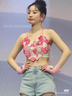 Pink Floral Crochet Halter Top Pattern Chart