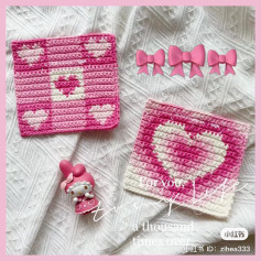 Pink Heart Crochet Pixel Chart and Blocking Tutorial for Coasters
