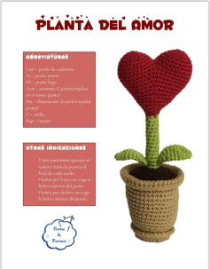Planta del Amor: Guía de tejido a crochet con corazón rojo y maceta