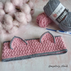 Повязка на голову "Кищуня" с ушками: схема и описание вязания крючком