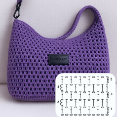 Purple and Green Crochet Camera Bag with Flat Chart Pattern