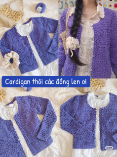 Purple Crochet Cardigan with Detailed Flat Chart Pattern