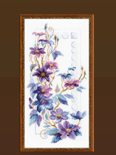 Purple Floral Cross Stitch Runner Chart Pattern