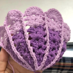 Purple Gradient Shell Top Crochet Pattern with Pearls and Detailed Chart