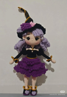 Purple Witch Amigurumi Doll Crochet Pattern Chart