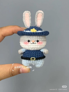 Rabbit Crochet Police Doll Pattern