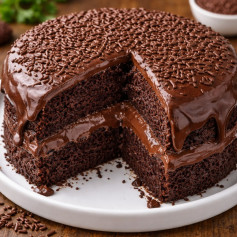 Receita de Bolo de Chocolate Molhadinho e Cremoso com Cobertura Riquíssima