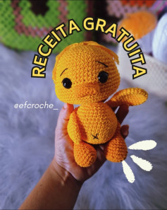 Receita Grátis: Amigurumi Patinha Móc Len Màu Vàng Cam