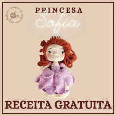 Receita Grátis Amigurumi Princesa Sofia - Vestido Roxo e Coroa