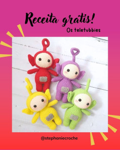 Receita grátis de crochê: Os Teletubbies amigurumi coloridos