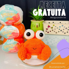 Receita Gratuita de Carangueijo Amigurumi Vibrante com Fio Círculo Slim Laranja