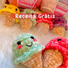 Receita Gratuita de Chaveiro Sorvete Amigurumi Colorido