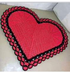 Red Heart Crochet Rug Pattern with Black Border Chart