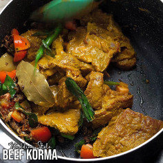 Rich & Royal Wedding Style Beef Korma Recipe with Fried Onions and Spices