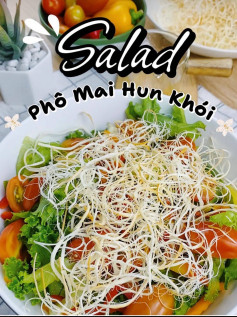 Salad phô mai hun khói: Cách làm món salad rau củ tươi ngon với sốt dầu olive và phô mai xé sợi