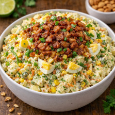 Salada de Maionese com Bacon, Batata e Ovo - Receita Completa