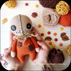 Sam Halloween Crochet Pattern: Scary Boy with Burlap Bag Head Amigurumi Tutorial