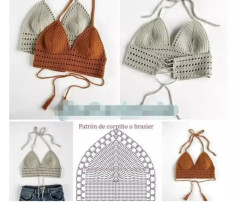 Schemi per reggiseno e top in maglia: modelli eleganti con dettagli a punto croce