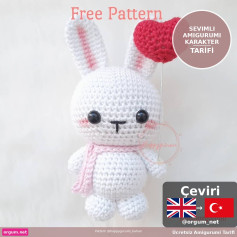 Sevimli Amigurumi Karakter - Búp bê thỏ trắng dễ thương cầm tim hồng, hướng dẫn móc len chi tiết