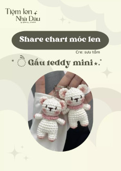 Share chart móc len Gấu teddy mini trắng hồng