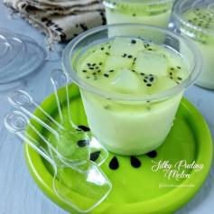 Silky Melon Pudding Recipe with Nata de Coco and Basil Seeds