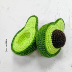 Схема амигуруми авокадо: крючком коричневая косточка и зеленая мякоть, пошаговая инструкция вязания