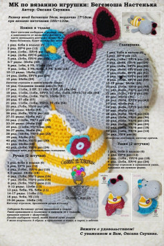 Схема вязания игрушки бегемота Настеньки крючком от Оксаны Саухиной