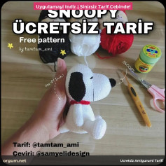 Snoopy Ücretsiz Amigurumi Tarifi - Tamamlanmış Örgü Şablonu ve Malzemeler Listesi