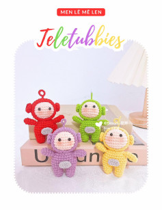 Sơ đồ hướng dẫn móc len Teletubbies (Po, Dipsy, Laa-Laa, Tinky Winky) màu sắc dễ thương