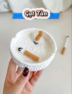 Sơ đồ móc len gạt tàn thuốc lá hình tròn