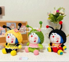 Spring Series Insects Doraemon Crochet Pattern: Ladybug, Bee, and Dragonfly Amigurumi Dolls with Detailed Text Instructions