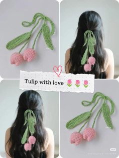 Spring Tulip Crochet Hair Tie Pattern