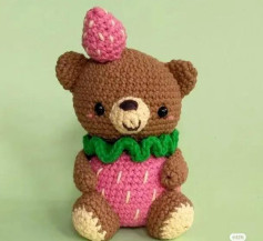 Strawberry Bear Amigurumi Crochet Pattern: Complete Free Chart for Cute Brown Teddy with Pink Body