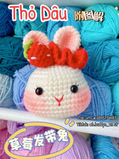 Strawberry Ribbon Bunny Amigurumi Crochet Pattern
