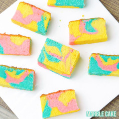 Super Moist And Fluffy Colorful Marble Butter Cake Recipe
