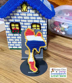 Tất tay hướng dẫn móc len cờ Thái Lan màu đỏ trắng xanh