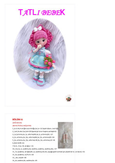 TATLI BEBEK - Hướng dẫn móc len búp bê tóc hồng mặc váy xanh