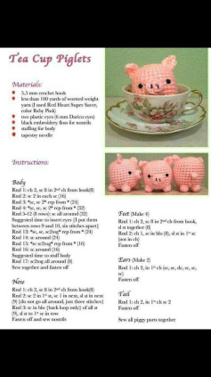 Tea Cup Piglets Amigurumi Pattern: Free Crochet Instructions for Cute Pink Pig in Teacup