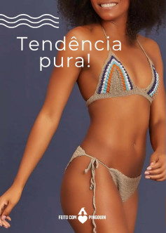 Tendência pura! Bikini crochê com detalhes coloridos e chart