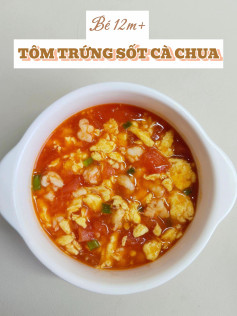 Tôm Trứng Sốt Cà Chua Dành Cho Bé Trên 12 Tháng Tuổi