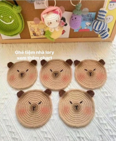 Tổng hợp chart lót ly móc len dễ thương: Capybara, Vịt và Mèo