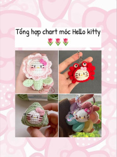Tổng hợp chart móc Hello Kitty: bông hoa, chuối và các mẫu phụ kiện dễ thương