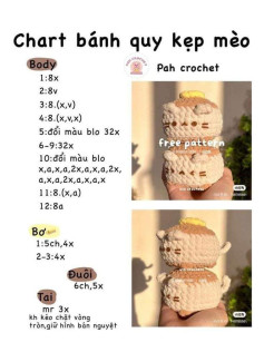 Tổng hợp chart móc len bánh quy, vịt, cá taiyaki và nhân vật Batman