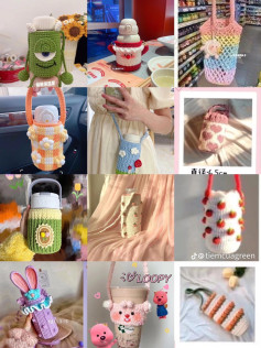 Tổng hợp chart móc len bao bình nước, túi xách dễ thương